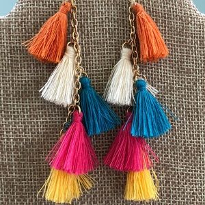 Multicolor multi-tassel earrings!